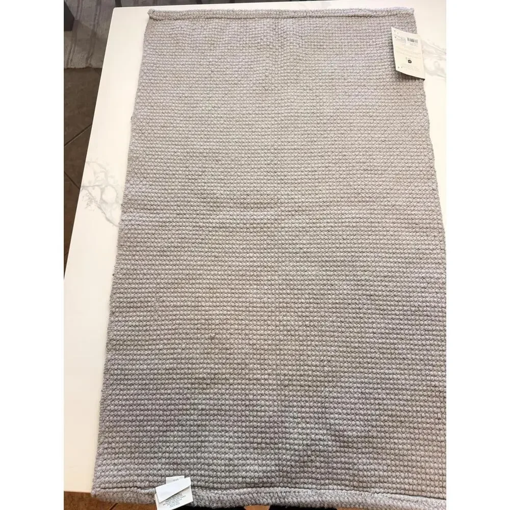 Casaluna Textured Bath Mat 21x34 Cotton Gray Tufted Soft Absorbent